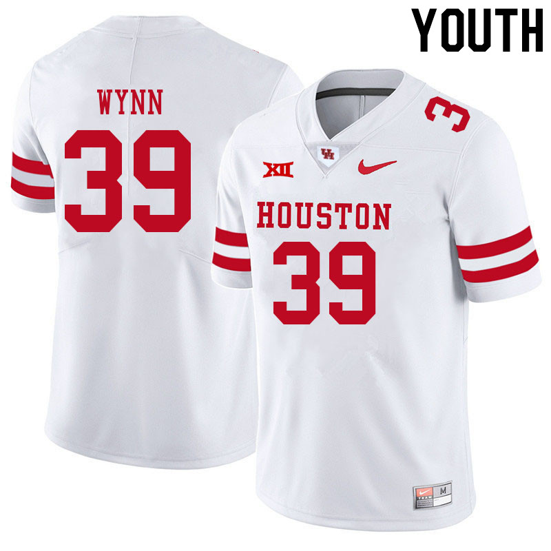 Youth #39 Dante Wynn Houston Cougars College Big 12 Conference Football Jerseys Sale-White - Click Image to Close